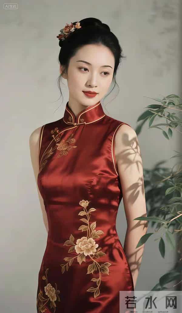 酒红色旗袍的魅力