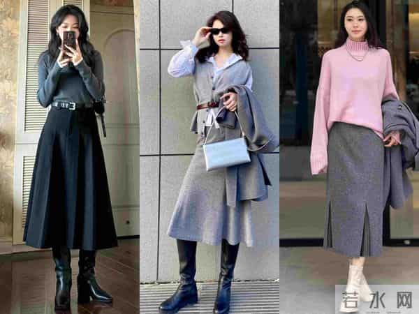 中长裙百搭不出错穿搭秘诀：3色+腰线，日常轻松穿出时髦高级感