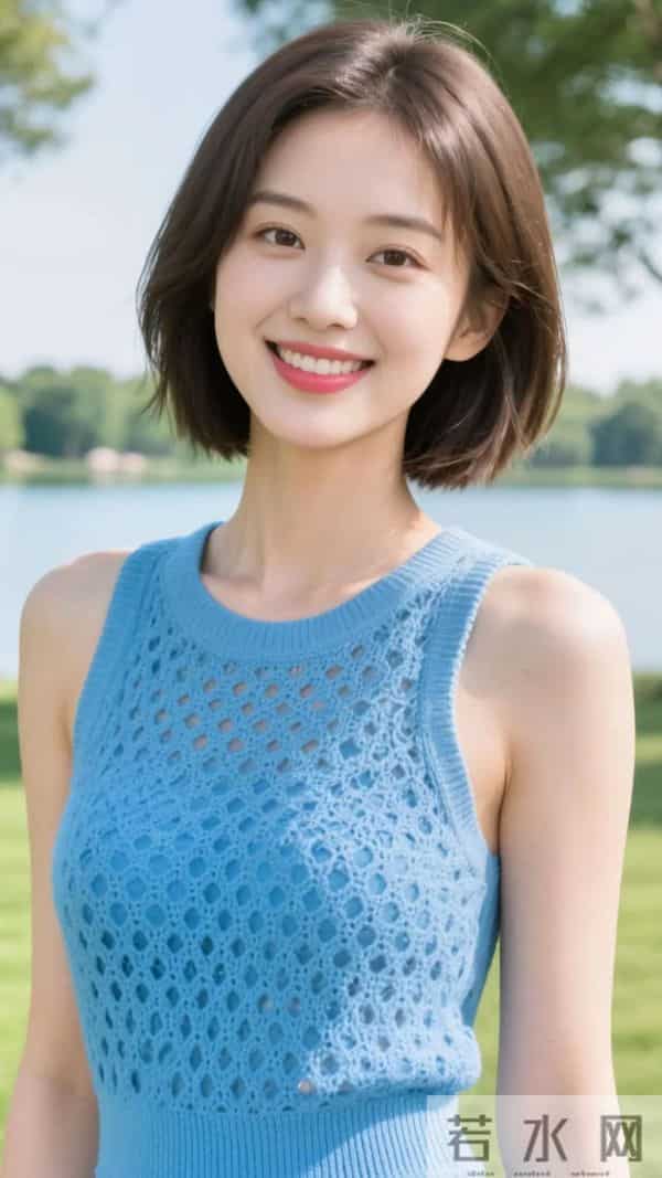 穿针织背心女孩