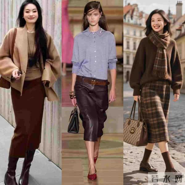 中长裙百搭不出错穿搭秘诀：3色+腰线，日常轻松穿出时髦高级感
