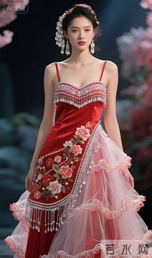 身穿民族服美少女,天姿国色,冷艳秀丽,优雅时尚!