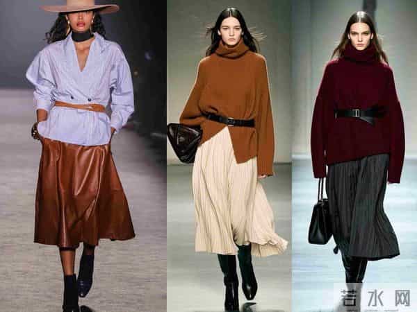 中长裙百搭不出错穿搭秘诀：3色+腰线，日常轻松穿出时髦高级感