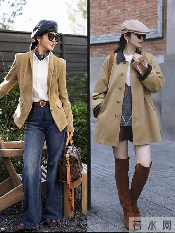 “驼色+黑色”时髦感满分，高级又松弛，照着穿美翻
