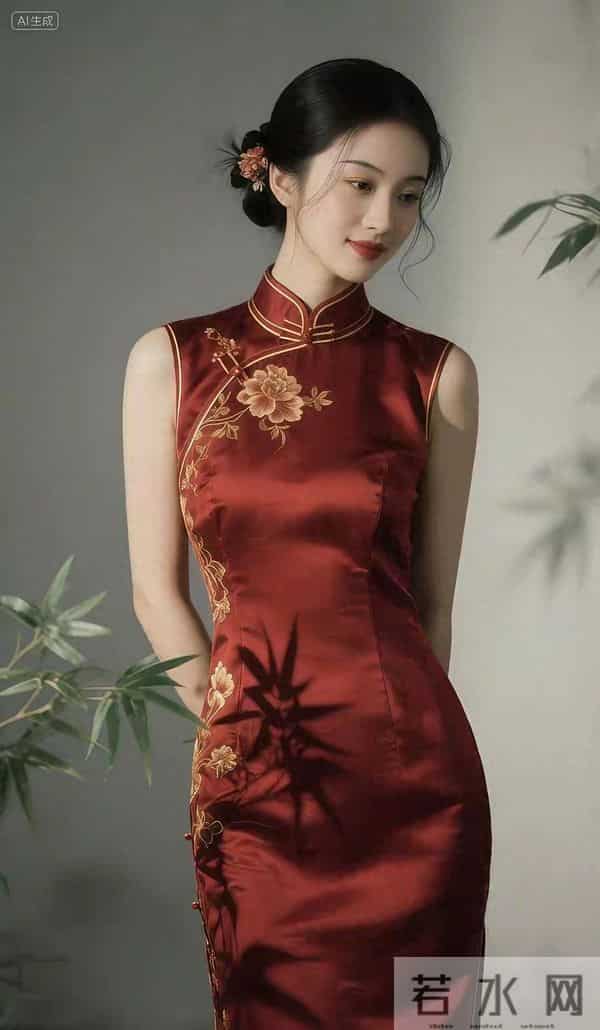 酒红色旗袍的魅力