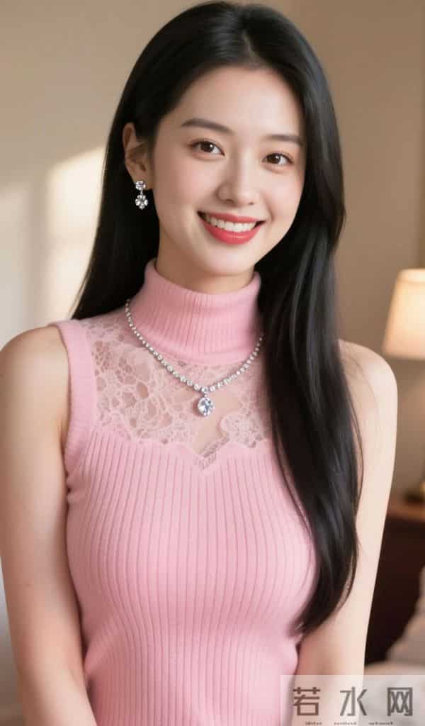 嫩粉色针织衫的风韵