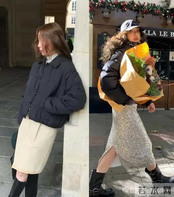 这个冬天“羽绒服+裙子”太好看!修身减龄,女人味十足
