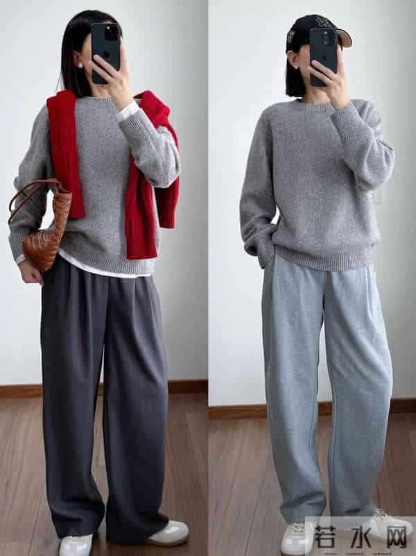 冬天的万能款!灰色灰色宽松毛衣这么搭,日常穿舒服又显气质