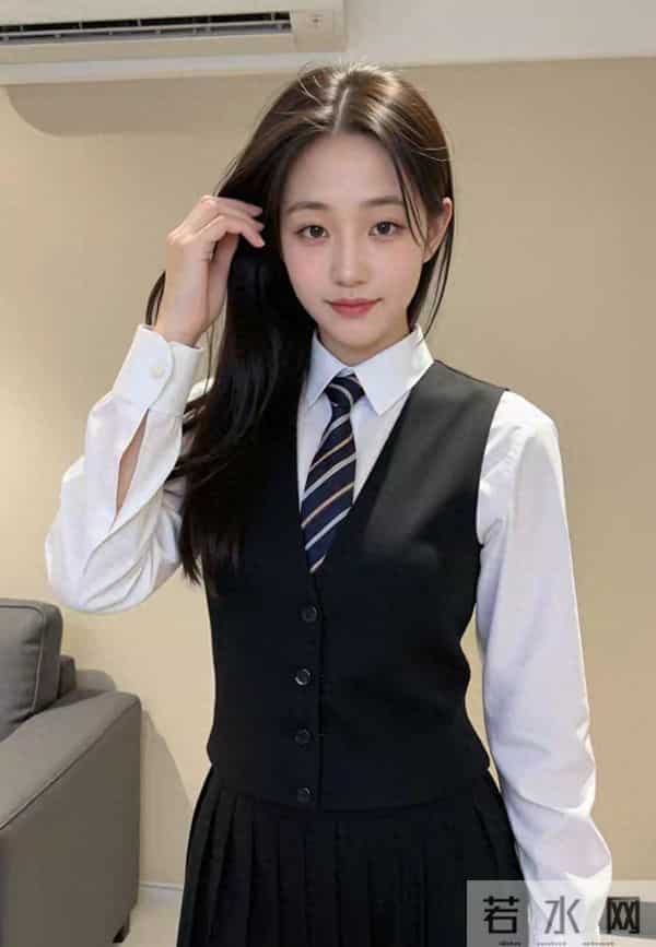 铅笔风范:黑背心白衬衫条纹领带,学院风制服帅气来袭!