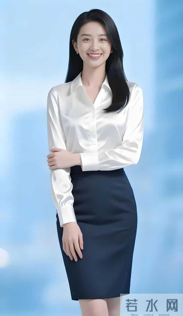 丝绸白衬衫与黑裙子