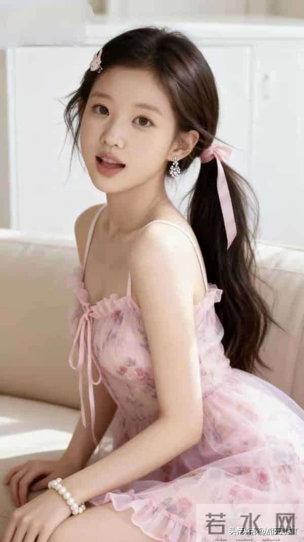 薄纱漫过肩头，碎花在裙摆里睡成温柔