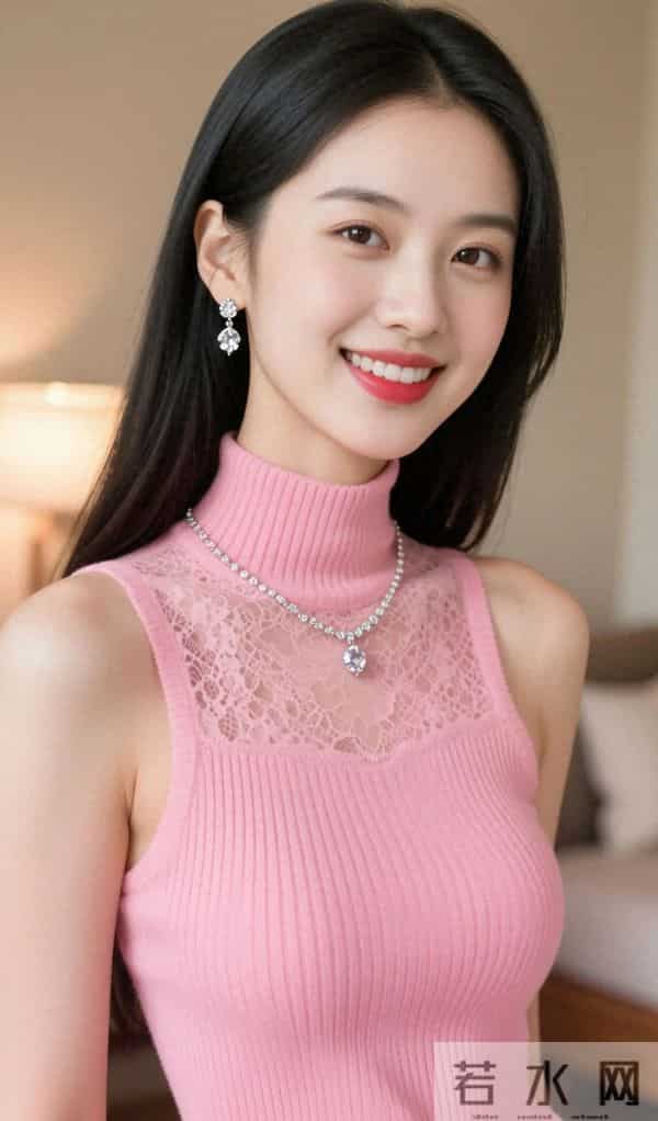 嫩粉色针织衫的风韵