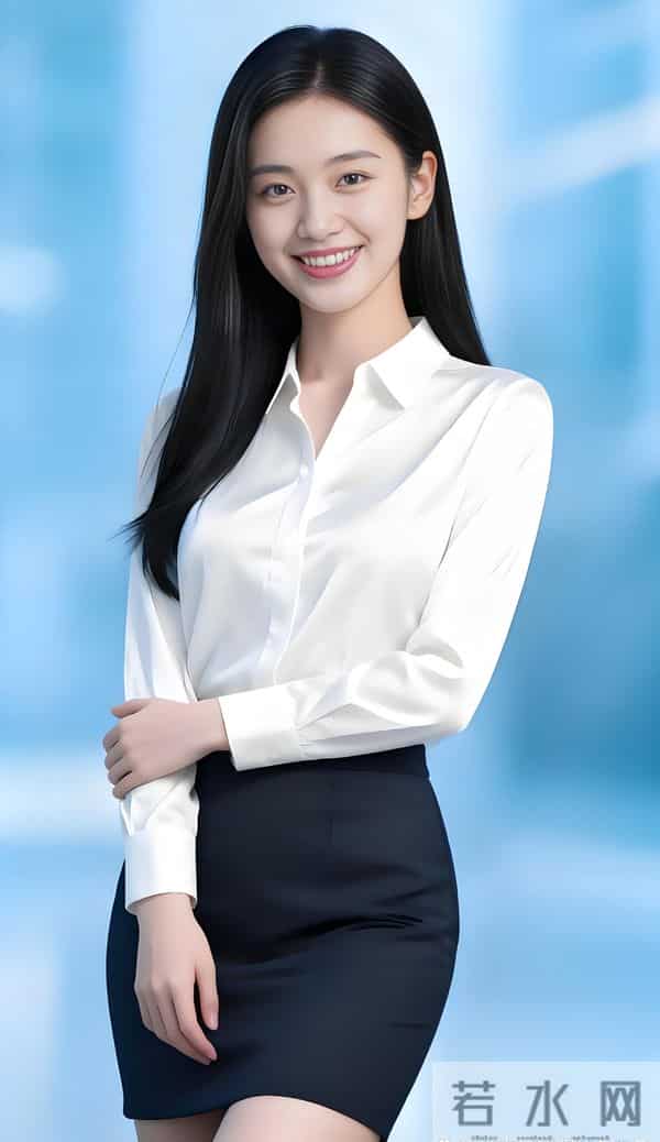 丝绸白衬衫与黑裙子