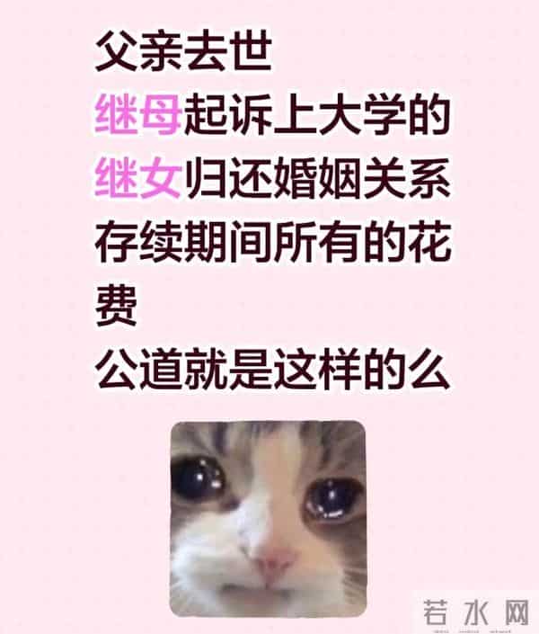 父亲去世，继母起诉大学在读继女，归还婚姻关系期间所有花销！