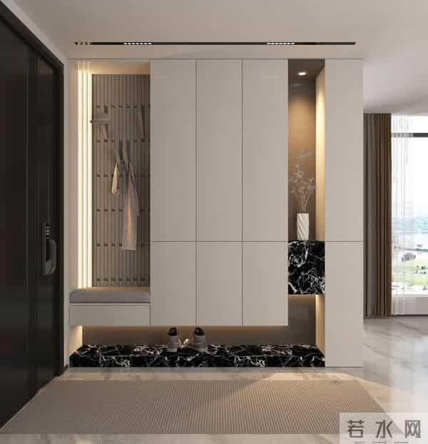 越看越漂亮的6款,现代简约风格玄关鞋柜。