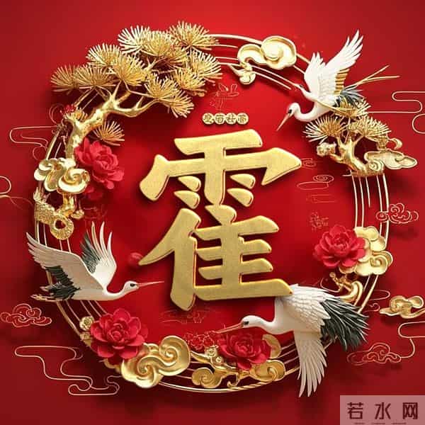 双鹤吉祥姓氏头像：