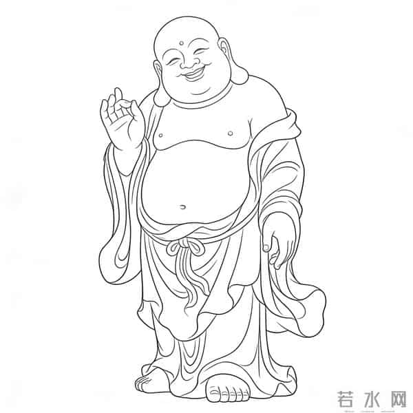 弥勒佛像线稿