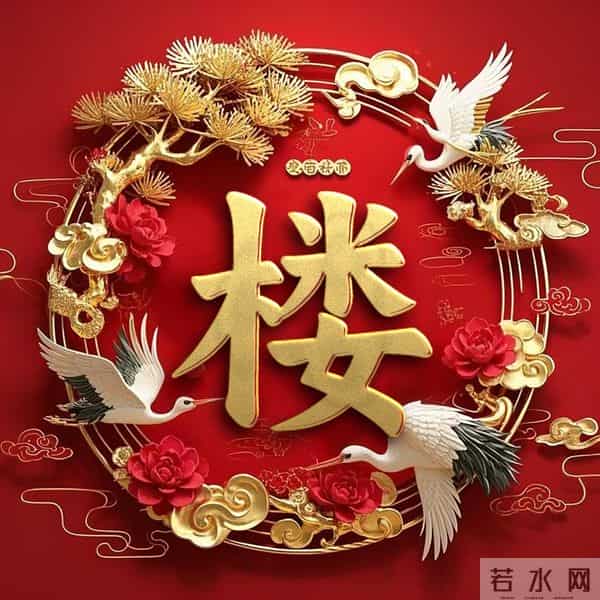 双鹤吉祥姓氏头像：