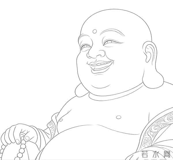 弥勒佛像线稿