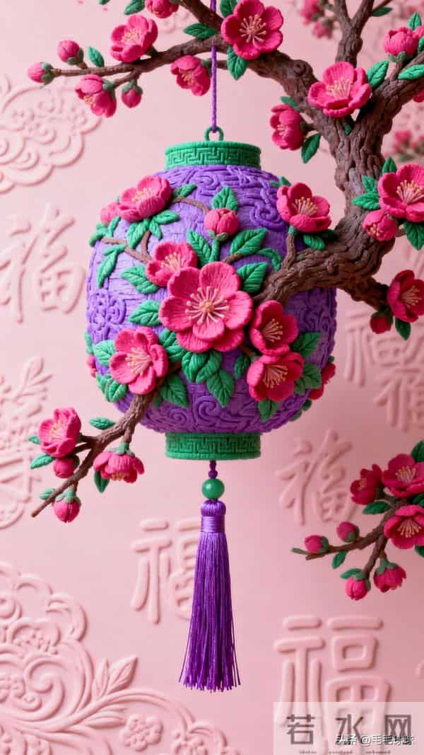 玫紫破粉黛，一树立体花朵，绽放在东方画卷