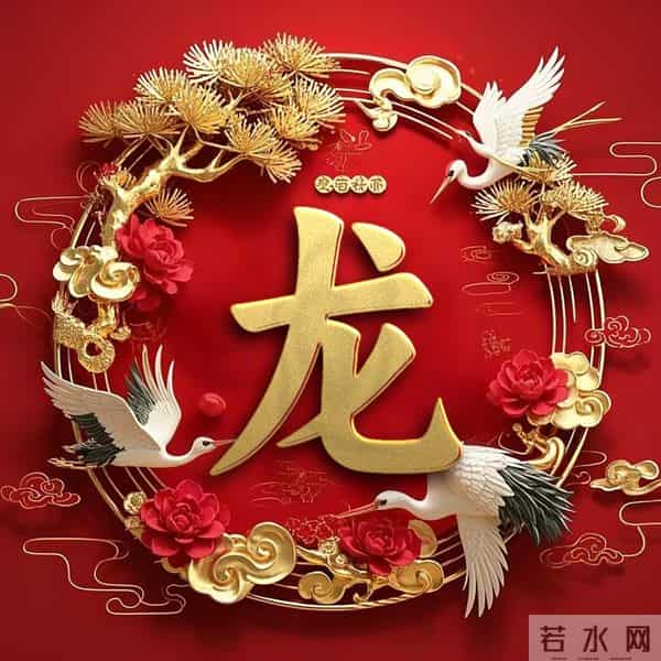 双鹤吉祥姓氏头像：