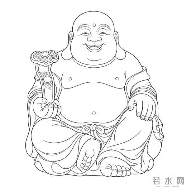 弥勒佛像线稿