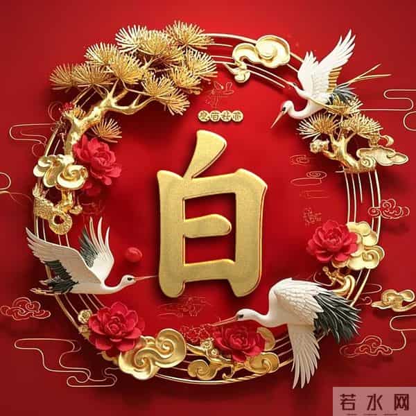 双鹤吉祥姓氏头像：