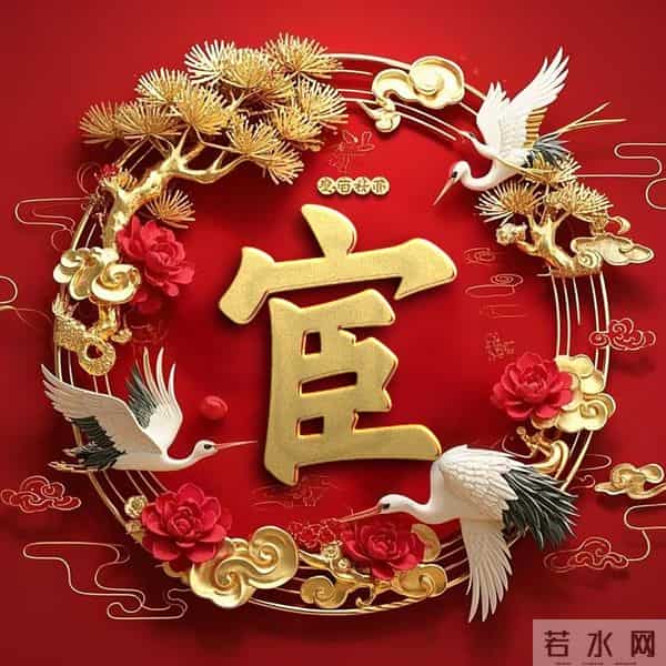 双鹤吉祥姓氏头像：