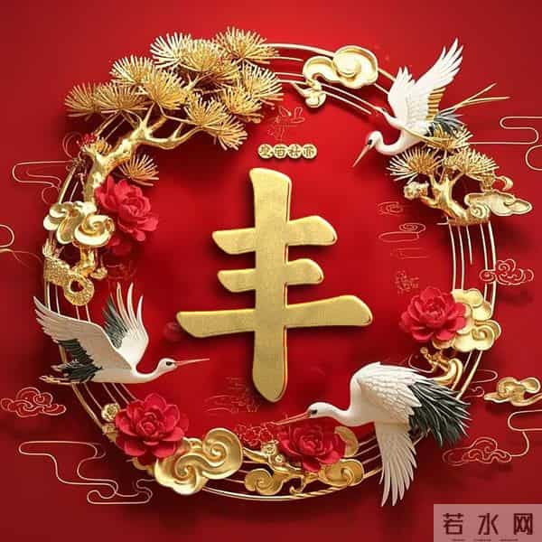 双鹤吉祥姓氏头像：