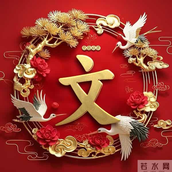 双鹤吉祥姓氏头像：