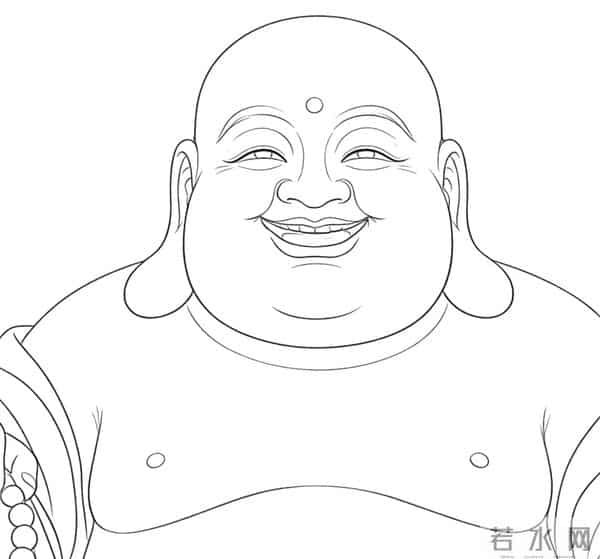 弥勒佛像线稿