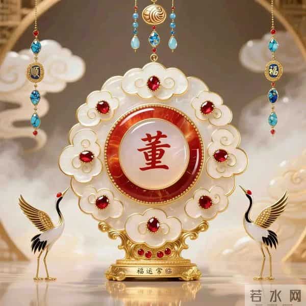 姓氏头像 - 非遗古韵 - 螺钿云纹及红色翡玉搭配，福运顺遂常相伴~