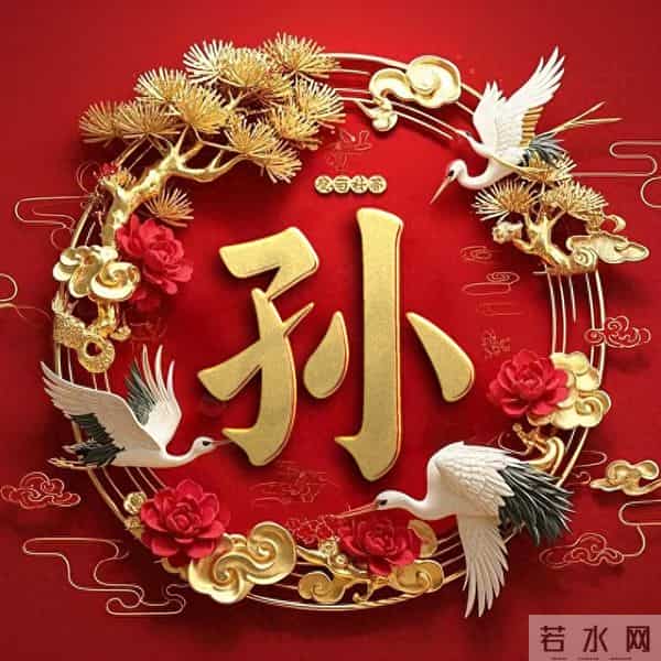 双鹤吉祥姓氏头像：