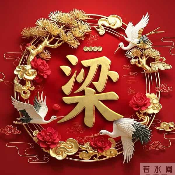 双鹤吉祥姓氏头像：