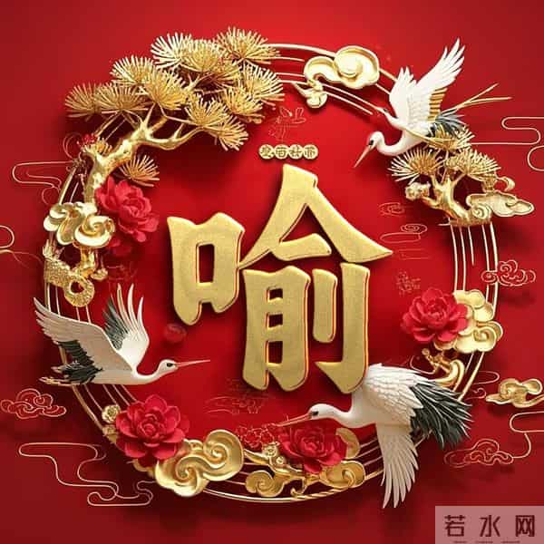 双鹤吉祥姓氏头像：