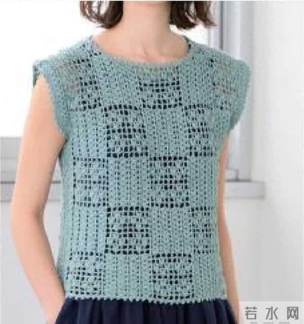 轻奢仿拼花钩针无袖衫