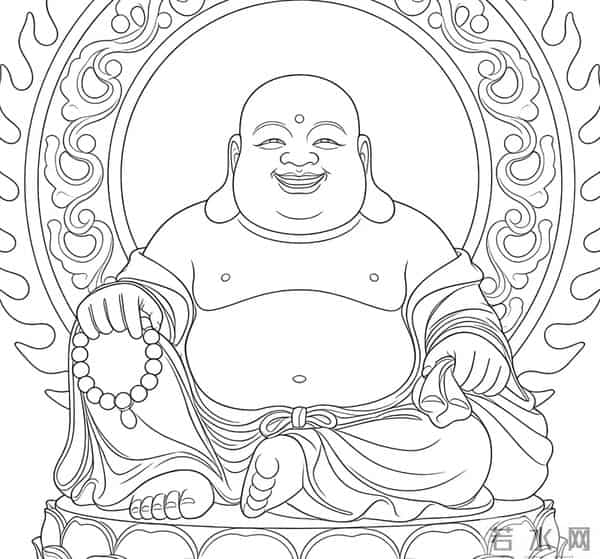 弥勒佛像线稿