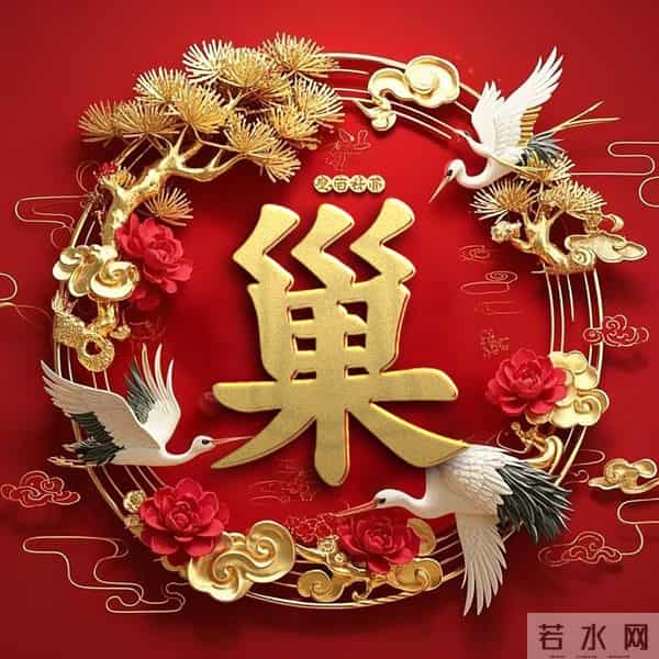 双鹤吉祥姓氏头像：