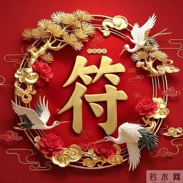 双鹤吉祥姓氏头像：