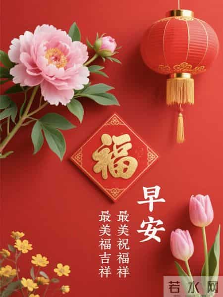 精选30张高清红色背景早安祝福图