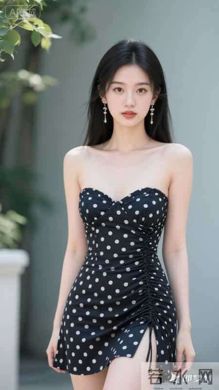 波点吊带裙抽绳设计，复古又时髦