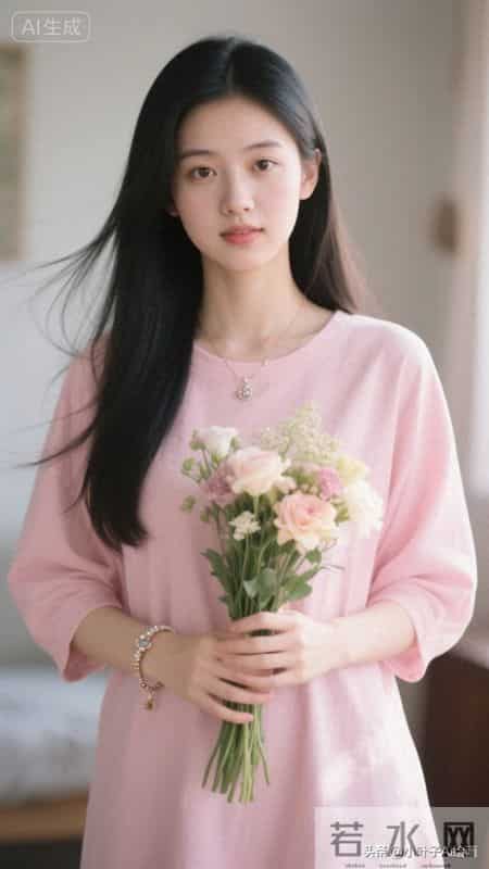 温柔软萌的居家轻甜风~淡粉色宽松连衣裙质感柔和，清新又治愈