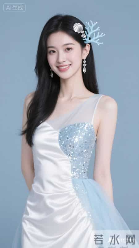 白蓝渐变轻纱裙，温柔又明艳