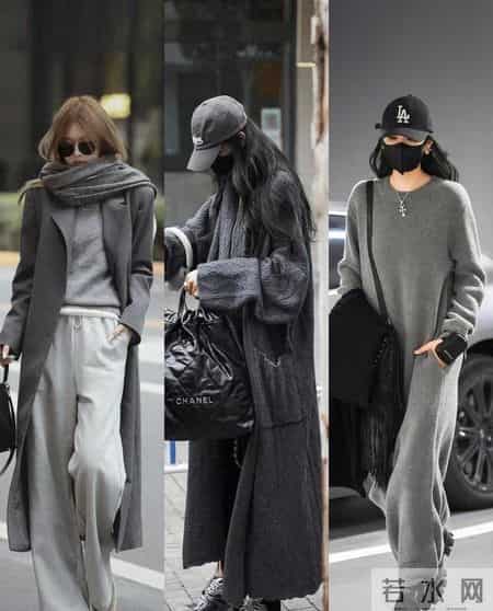 “深灰色大衣+阔腿裤”秋冬最经典最火搭配，干练随性又气质太爱了！
