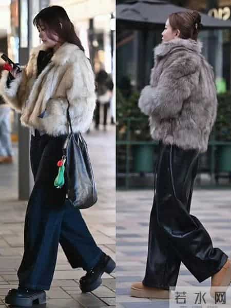 冬天穿皮草配牛仔裤其实很日常！这样搭不臃肿还显利落