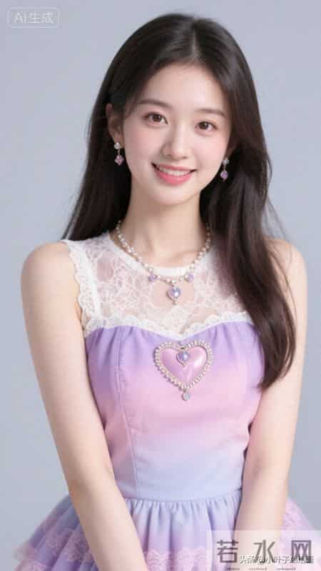 梦幻甜美的少女公主风~渐变紫无袖裙搭配蕾丝领口