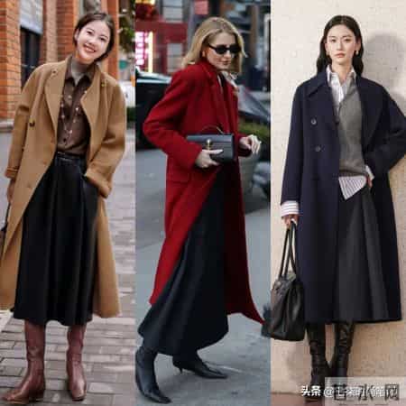 大衣+长裙，温柔又气质，永不过时的好看