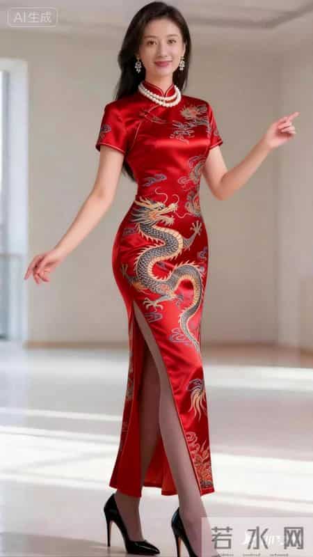 一袭金龙彩凤绣云锦，将东方华贵韵味穿在身上，步步生姿，皆风华