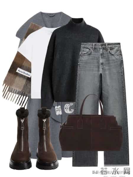 早春穿搭灵感配色方案:嫩黄 + 棕色-灰色 = 温柔高级感