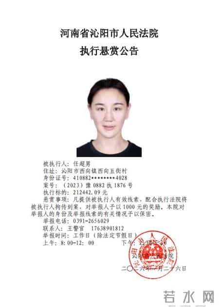 河南省沁阳市人民法院执行悬赏公告（2026年第2期）