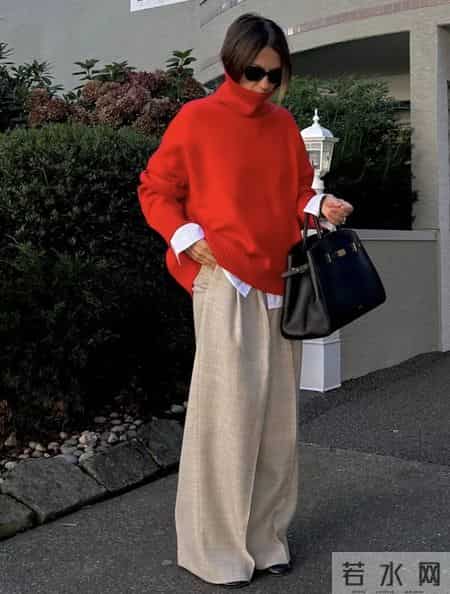 毛衣，配阔腿裤更好看！